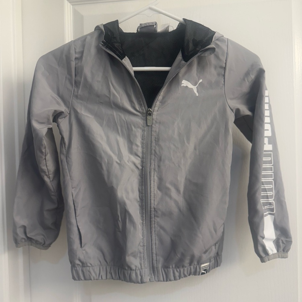 Puma Kids Light Gray Windbreaker kids size 6